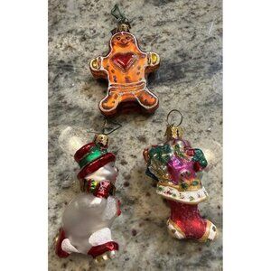 3 VTG Christopher Radko Gem Ornaments  3” Mini Blown  Glass Christmas Tree Decor